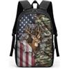 HUGS IDEA Cool 3D Animals Bookbag Dog Face Zaino Scuola Bambini, Stampa mimetica con cervi