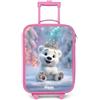 NoBoringSuitcases.com NoBoringSuitcases© Valigia Rosa Per Bambini Compatto Bagaglio Ultraleggero | 48x31x19 cm - Bagagli Rigidi LED Ruote Valigie Neonato Bimbi - Ragazze - Orso polare - Corona - Inverno