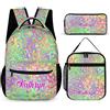 Amabery Set di 3 zaini con stampa leopardata personalizzata, zaino per computer portatile di grande capacità, per adulti, lavoro e viaggio, Leopardo 14, standard, Casual