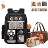 Dujuanus Zaino Capibara, simpatico zaino Capibara di grande capacità per la scuola, borsa da scuola per bambini Kawaii, set regalo per il nuovo semestre con astucci e borse porta pranzo (Nero)