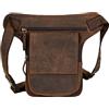MDM Borsa da gamba in pelle per moto, cintura regolabile in vita e coscia, marrone, Standard, Moto