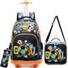 HTgroce Trolley Scuola Bambina Elementare Zaino Scuola Trolley Ragazzi Bambina, 3 in 1 Borse e Sacchetto Portapenne