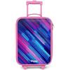 NoBoringSuitcases.com NoBoringSuitcases© Valigia Rosa Per Bambini Compatto Bagaglio Ultraleggero | 48x31x19 cm - Trolley A Mano Rigidi LED Ruote Da Viaggio - Ragazze - Neon - Strisce - Astratto - Blu