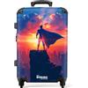 NoBoringSuitcases.com NoBoringSuitcases© Valigia Media Bambini Trolley Medio Da Viaggio Rigido | 67x43x25 cm - Leggero 4 Ruote Valigie Per Bimbo Bambino Ragazzi M Supereroe - Città - Tramonto