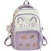 Dujuanus Kawaii Cat Ita Bag, Zaino con simpatico gatto Kawaii Ita con display a spillo, per ragazze e donne, Y2K, zaino in nylon con ciondolo in peluche e 5 distintivi (Purple)