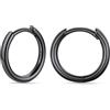 Bestyle Orecchini Cerchio Argento Sterling 925 Donna Nero Anallergici