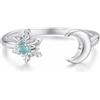 Kerraom Anello Fiocco di Neve Argento 925 Anelli Luna Regolabile Aperto con Pietre Zirconi Natale Gioiello Inverno Regalo per Donna Ragazze