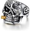 LAIMIUMIU33 Bullet in Grillz Vampire Skull Anello per gli uomini Pirata Single Eye Ring Bullet in Grillz Biker 316 Anelli in Acciaio Inox Iced Out Gioielli Heavy Metal Punk Anello Diavolo Demone
