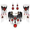 DiiWmme 3 Pezzi Chocker Collana in Pizzo Nero Gotico Collare Collana da Vampiro Gotico Bracciale e Orecchini Set per Donne Set di Bigiotteria da Vampiro di Halloween per Ragazze Festa in Costume di Halloween