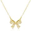 Yifnny Collana con ciondolo a forma di fiocco,Collana con fiocco in Gioielli in oro Perle artificiali Gioielli per feste Regali di compleanno per Donne (Stile 4 Oro)