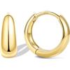 Bestyle Orecchini Cerchio Argento 925 Donna Oro/Argento Anallergici Chunky | Piccoli Orecchini Cerchio Oro Placcato 14K alla Moda Leggeri, Larghezza 8/10/12/14/16/18/20 mm, Regalo per Ragazze Mamma