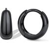 Bestyle Orecchini Cerchio Argento 925 Donna Nero Anallergici Chunky