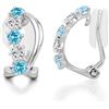 PHNIBIRD Orecchini a Clip Donna senza Buco Ipoallergenici con Zirconia Cubica Azzurri Orecchini Eleganti Donna Argento alla Moda e Scintillante Gioielli Regalo Ragazza