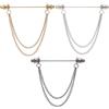 GORGECRAFT 3pz Spille per Colletto A Catena per Camicie Da Uomo e Da Donna Oro Argento Nero Metallo Doppia Catena Spilla per Colletto Bar Nappa Spille per Cravatta Chiusura Spilla A Bottone Bastone