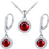 MICMIF Set Gioielli Rotondo Cristallo di Zirconi in Argento 925 per Donna, Orecchini Pendenti Halo Collane con Ciondolo Pietre Portafortuna Bianco Viola Blu Rosa Azzurro Rosso Verde