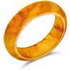 Bling Jewelry Anello a fascia in giada giallo dorato scuro tinta unita semplice, impilabile, per donne e adolescenti, pietra portafortuna di agosto.