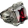 ForFox Anello artiglio di drago in argento sterling 925 con pietra granata rossa per uomo ragazzo taglia 20