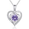 immobird Collana Donna con Pietra Portafortuna di Argento 925 Collana Ciondolo a Forma di Cuore Regali Compleanno Donna