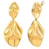 HolidayQbee Orecchini a clip in oro, motivo geometrico, ondulato, con finitura martellata testurizzata, gioielli alla moda, comodi clip non forati