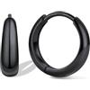 Bestyle Orecchini Cerchio Argento 925 Donna Nero Anallergici Chunky