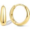 Bestyle Orecchini Cerchio Argento 925 Donna Oro/Argento Anallergici Chunky | Piccoli Orecchini Cerchio Oro Placcato 14K alla Moda Leggeri, Larghezza 8/10/12/14/16/18/20 mm, Regalo per Ragazze Mamma