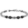 NADIR Bracciale unisex Marlù 33BR0029-N catena box con trama con sfere in onice nera e pietra lavica