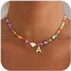 SLOONG Collana di perle con lettere colorate per ragazze, donne, bambini, idea regalo per adolescenti, ragazze, fatta a mano, boho perline con lettere, collana con nome personalizzata, idea regalo