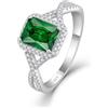 starchenie Anello in argento Sterling 925, taglio smeraldo, con zirconi, anello di fidanzamento, anello per donna