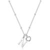 TINGN Collana con ciondolo a forma di cuore e lettere, da ragazza, placcata in oro bianco 14 carati, in argento placcato in oro bianco 14 carati, collana personalizzata da donna