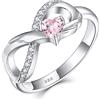 starchenie Anello Infinito Anello di Fidanzamento con Pietra Portafortuna a cuore in Argento 925 per Donne