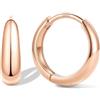 Bestyle Orecchini Cerchio Argento 925 Donna Oro/Argento Anallergici Chunky | Piccoli Orecchini Cerchio Oro Placcato 14K alla Moda Leggeri, Larghezza 8/10/12/14/16/18/20 mm, Regalo per Ragazze Mamma