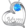 GinoMay Collana Mamma per Madre Ciondolo Cuore Argento 925 Pietre Gioielli per Moglie Compleanno Mamma Gioielli per Donna