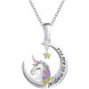 FANCIME Collana Unicorno Ciondolo Pendente per Donna Ragazze in Argento Sterling 925 con con l'arte Dello Smalto Gioielli per Donna Ragazze Bambini - Catena Lunghezza: 40 + 5 cm