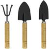 JatilEr Mini manico in legno, set di attrezzi da giardino, colore nero, mini attrezzi da giardino, pala, rastrello, durevole, sicuro per piante da interni, fiori, palette, attrezzi per semi, serre
