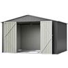 Luscriate Casetta per attrezzi in metallo color antracite, 2,4 x 1,8 m, con porta pieghevole larga 106 cm, in acciaio resistente alle intemperie, ideale per attrezzi da giardino e stoccaggio degli attrezzi