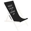 Ferocity Tela di ricambio per sedia a sdraio 131x44 cm, per giardino, terrazza e piscina intercambiabile in tessuto 100% poliestere per sedia a sdraio pieghevole in legno, motivo Black Keep Calm [119]