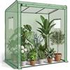 Bamworld Serra a Parete Alta 200 x 80 x 150 cm per Esterni, Copertura PE Trasparente Resistente, Porta Avvolgibile con Cerniera, Rimessa Giardino Portatile per Cortile e Terrazzo, Verde