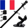 HORSE SECRET Kit di palo in alluminio nero 180 cm con supporto in acciaio inox da fissare alla parete, anelli rotanti e bandiera francese