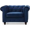 Menzzo Grand Poltrona, Velluto, Blu, 110