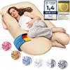 SMOOTHY Cuscini per la gravidanza, cuscini per letti laterali cuscini di posizionamento cuscini per neonati e per allattamento a forma di U fodera in cotone 100% lavabile (Junior XL, 120 x 70 cm, Beige)