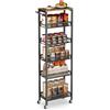 VASAGLE Carrello Cucina Salvaspazio, Carrello con Ruote Portatutto a 6 Ripiani, Scaffale Stretto in Acciaio e Legno, Organizer Bagno, 45,4 x 22 x 131,4 cm, Marrone Vintage e Nero, LRC039K101