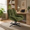 meublescosy MEUBLE COSY Sedia da Ufficio Girevole Regolabile in Altezza, Poltrona da Scrivania Seduta in Tessuto Chenille, Funzione di Inclinazione Libera, Senza Ruote, Verde