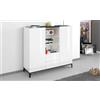 Dmora - Credenza Niccolò, Madia da cucina a 2 ante e 2 cassetti, Buffet da soggiorno, 100% Made in Italy, cm 120x40h133, Bianco lucido e Ardesia