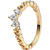 PANDORA Anello Moments Regal con tiara placcato in oro 14k con zirconi cubici trasparenti, 48