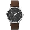 Timex Orologio da uomo Waterbury da 40 mm, cinturino in pelle marrone a sgancio rapido, quadrante nero, cassa argentata TW2Y06800