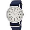 Timex - Weekender Klocka på 40 mm för män, silverfärgad boett, blå tygrem, TW2T29200