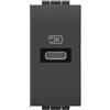 Bticino L4192C Caricatore USB con un ingresso tipo C, da installare nella placca Livinglight, per la ricarica rapida di dispositivi elettronici fino a 20W, 1 modulo, antracite