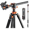 YPAQEQKJU Treppiede da viaggio in alluminio for fotocamera con colonna centrale trasversale da 72/185 cm, carico da 10 kg/22 libbre, con testa a sfera T255A3+BH-28L