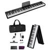 Finger Dance Tastiera per pianoforte pieghevole, 88 tasti, tastiera elettrica portatile con Bluetooth MIDI, pianoforte digitale full size, venature del legno, semi-ponderata, sensibile al tocco, con