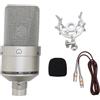 Risegun Microfono a condensatore studio professionale 26 mm diaframma largo XLR microfono di registrazione con supporto antiurto cavo antivento per podcasting canto streaming gi (Oro)